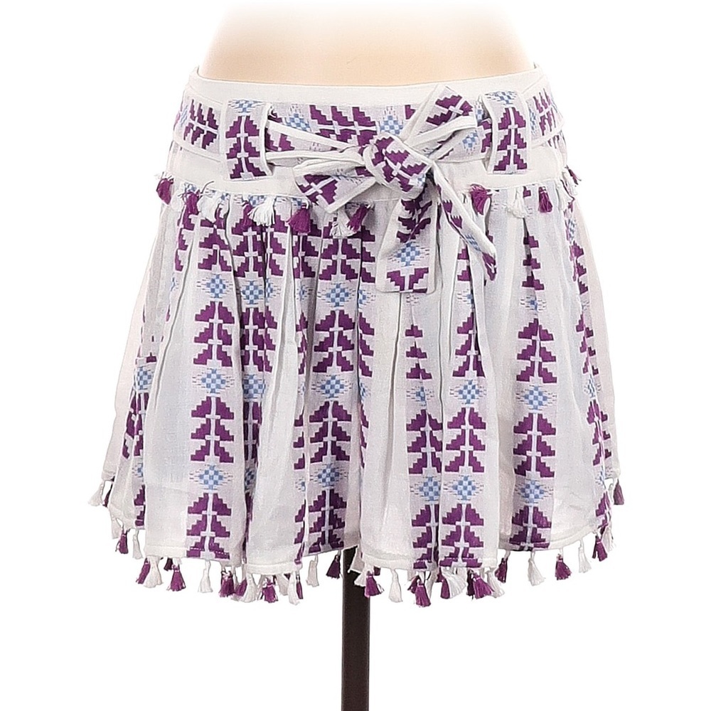 DODO BAR OR Cotton Embroidered Boho Women's Mini Skirt with Tassels Size Small - Picture 2 of 7